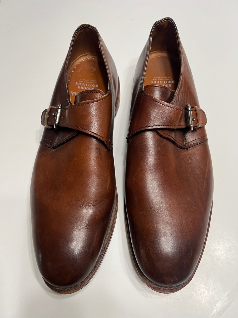 Allen Edmonds Cognac Brown Single Monk Strap Leather Shoes